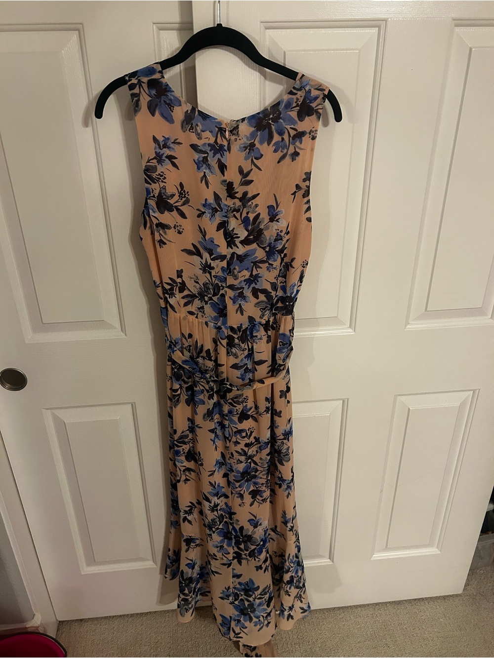 Eliza J Beige Maxi Wrap Dress with Blue Floral Print - Picture 2 of 3